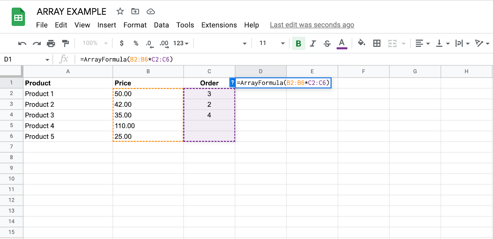 How To Use Arrays In Google Sheets